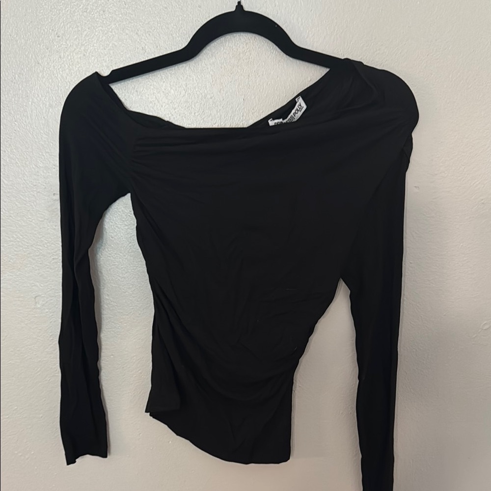 Princess Polly Black Asymmetrical Fitted Top
